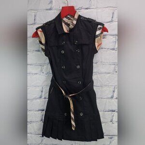 Burberry Girls Dress Belted Check Pattern Pleated Trench Size 10Y / 138 cm